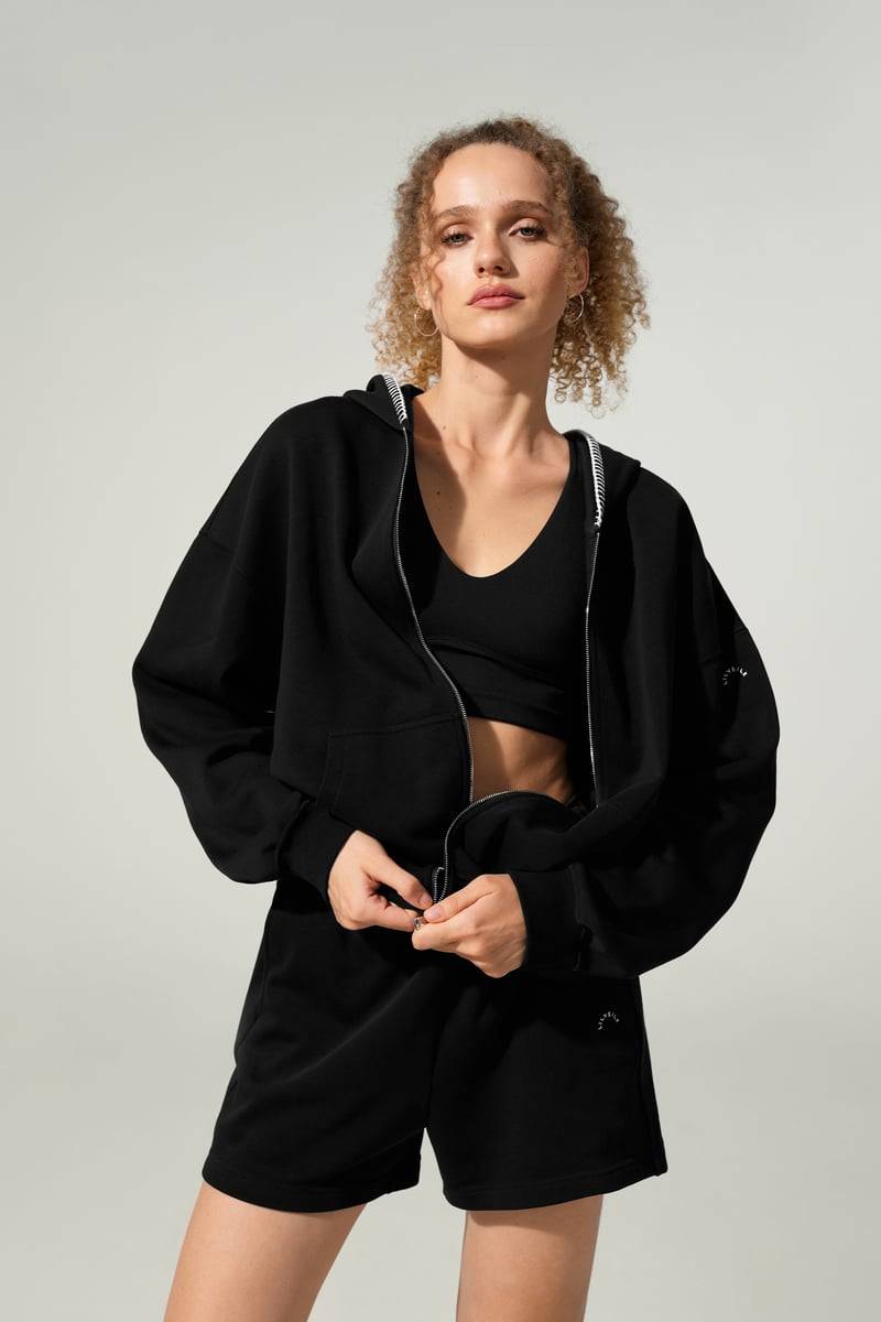 LILYSILK Damen Seamflow Verge Hoodie Schwarz XS - Seidenweicher Komfort, Atmungsaktiv & Stylish - Kapuzenpullover mit Reißverschluss LILYSILK Damen Seamflow Verge Hoodie Schwarz XS - Seidenweicher Komfort, Atmungsaktiv & Stylish - Kapuzenpullover mit Reißverschluss