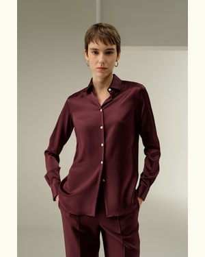 LILYSILK Damen Seidenbluse Alltagskleidung Schlicht Und Leicht Pinot Noir XL DE