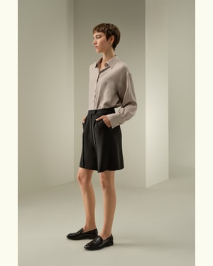 LILYSILK Damen Seidenbluse Kastanienstreifen DE 100% Seide Twill Abgerundeter Saum Oversized-Passform S