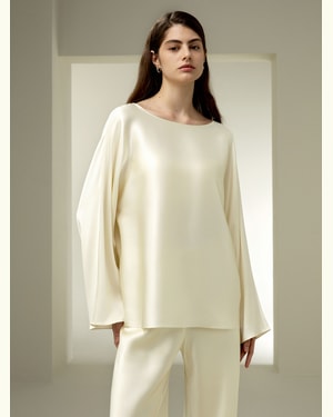 LILYSILK Damen Seidenbluse Lilienweiß DE 32Mm Double-Faced Seide Oversized-Passform XS