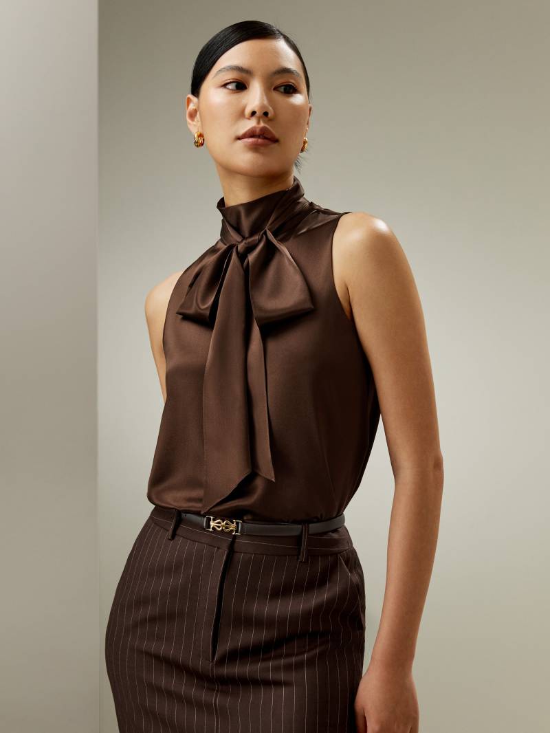 LILYSILK Damen Seidenbluse Schokolade DE Charmeuse Seide Entspannte Passform 100 % Ultra-Luxuriöser Seide XS