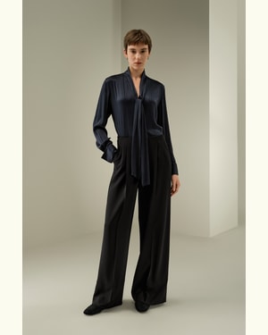 LILYSILK Damen Seidenbluse Seidencharmeuse Reguläre Passform Perfekt Für Jeden Anlass Mitternachtsblau XS Deutschland