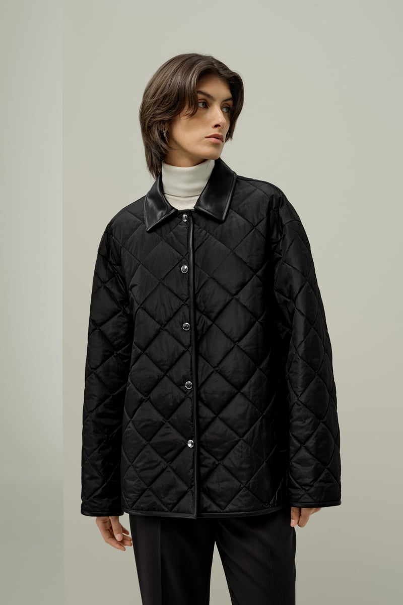 LILYSILK Damen Wasserabweisende Steppjacke aus Seide | Puffer Daunenjacke Schwarz XL