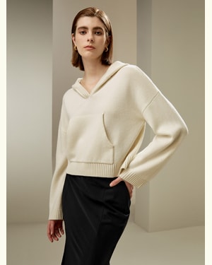 LILYSILK Frauen Kapuzenpullover Für Damen Weiß DE Kängurutasche Gerippte Bündchen Und Säume XS