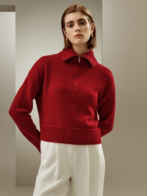 LILYSILK Frauen Polo Pullover Für Frauen Rot DE Entspannte Passform XS LILYSILK Frauen Polo Pullover Für Frauen Rot DE Entspannte Passform XS