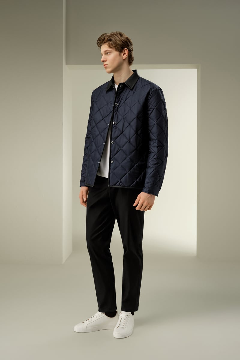 LILYSILK Herren Daunenjacke aus Seide, Wasserabweisend, Gesteppte Winterjacke Dunkelblau S