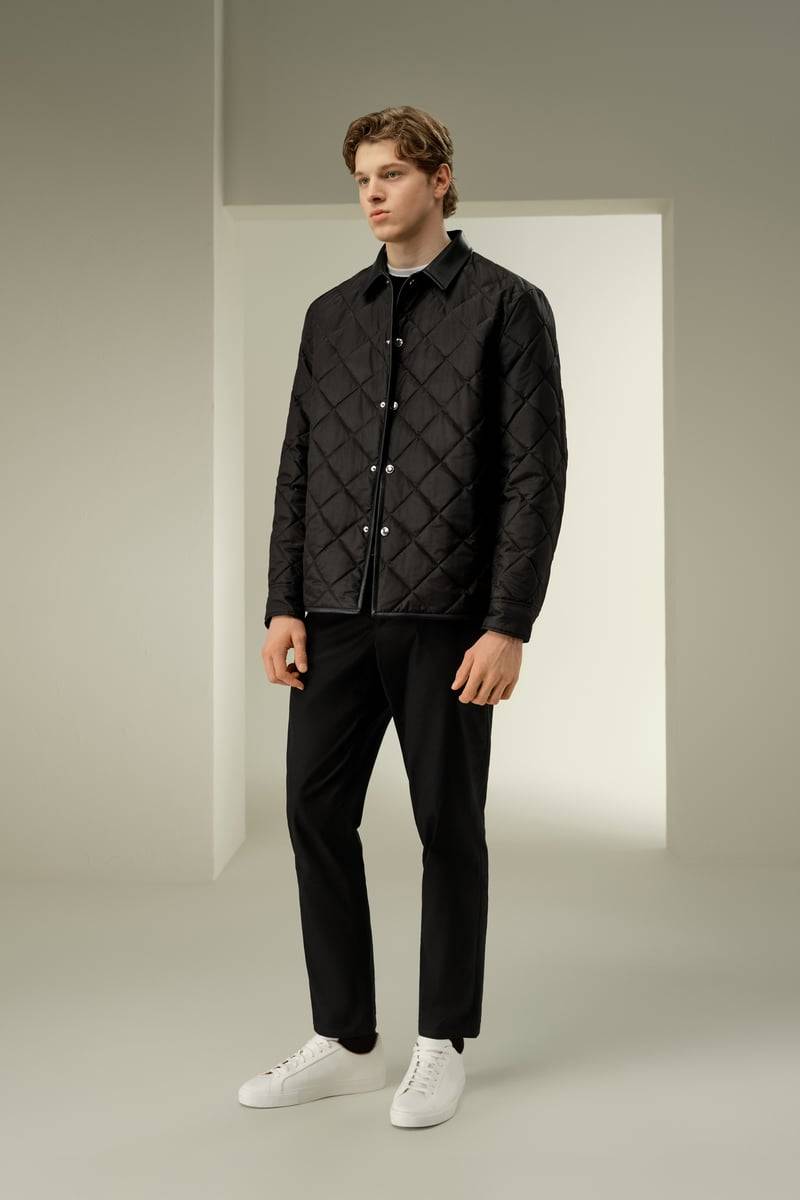 LILYSILK Herren Daunenjacke aus Seide Wasserabweisend Gesteppte Winterjacke Schwarz M