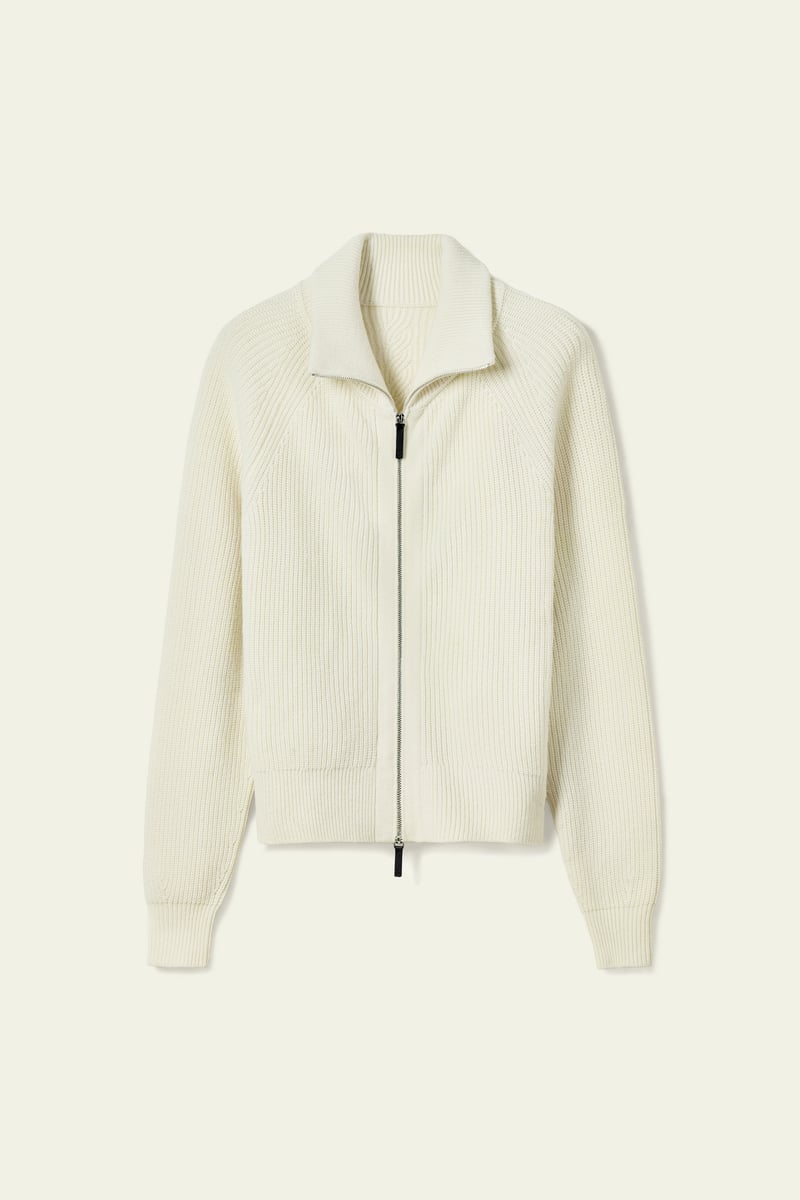 LILYSILK Herren Edler Kaschmir-Merino Pullunder mit Reißverschluss & Zopfmuster, Weiß M