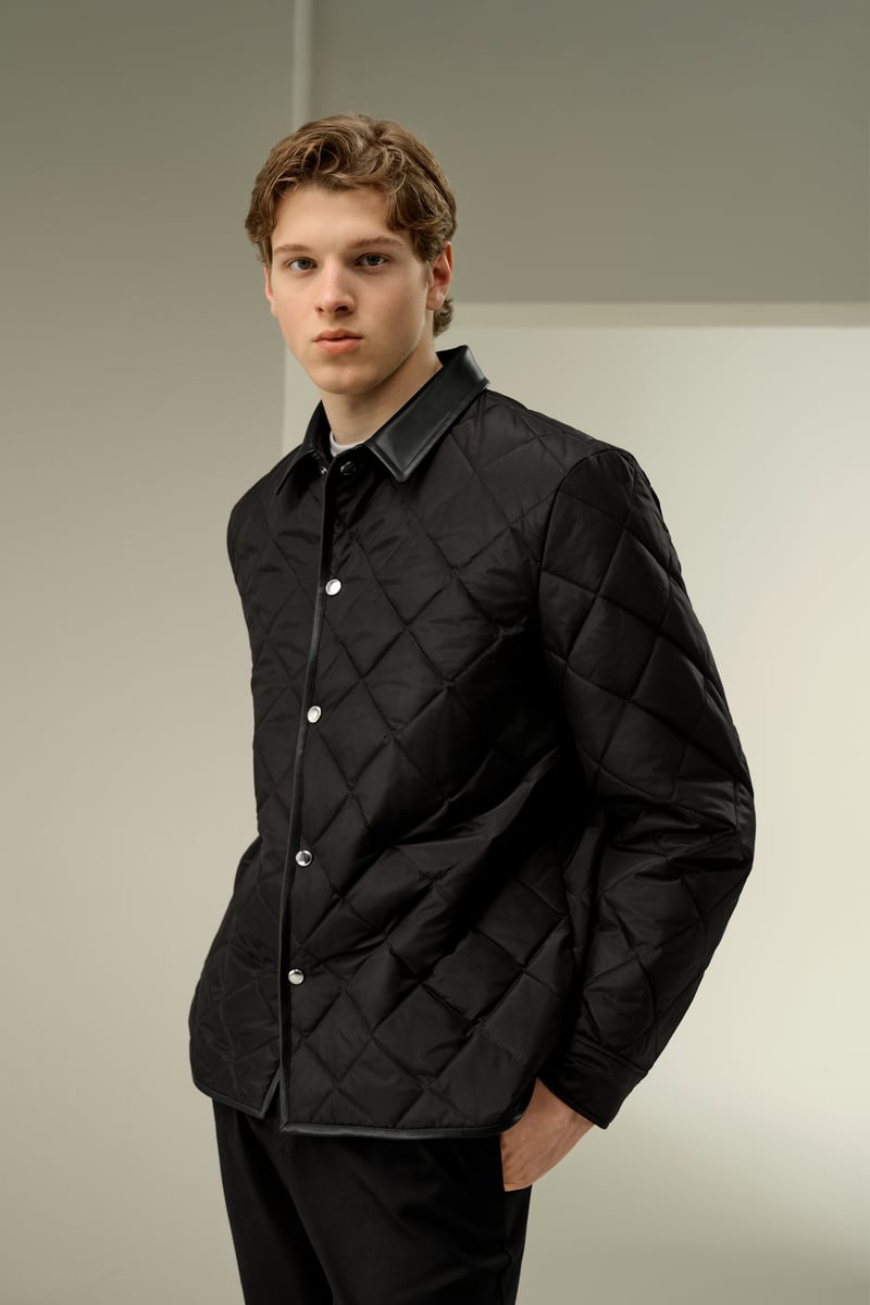 LILYSILK Herren Gesteppte Daunenjacke aus Seide Wasserabweisend Winterjacke Schwarz S