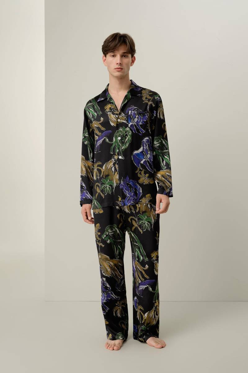 LILYSILK Herren-Pyjama-Set Aus Seide Mit Sternzeichen Löwe Leicht & Bequem Für Die Nacht DE Löwe XS LILYSILK Herren-Pyjama-Set Aus Seide Mit Sternzeichen Löwe Leicht & Bequem Für Die Nacht DE Löwe XS