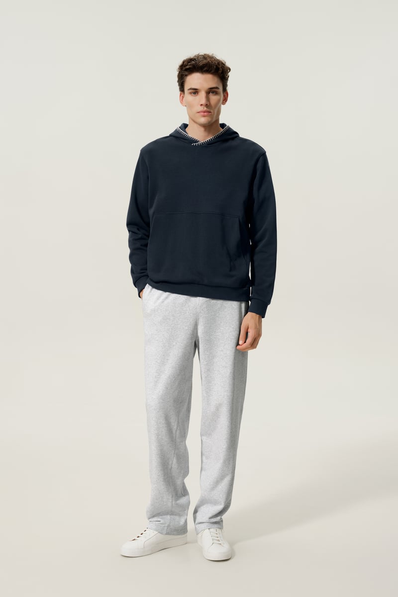 LILYSILK Herren SILKERRY Seiden-Hoodie, Schwerer Kapuzenpullover in Dunkel Blau, Größe XL