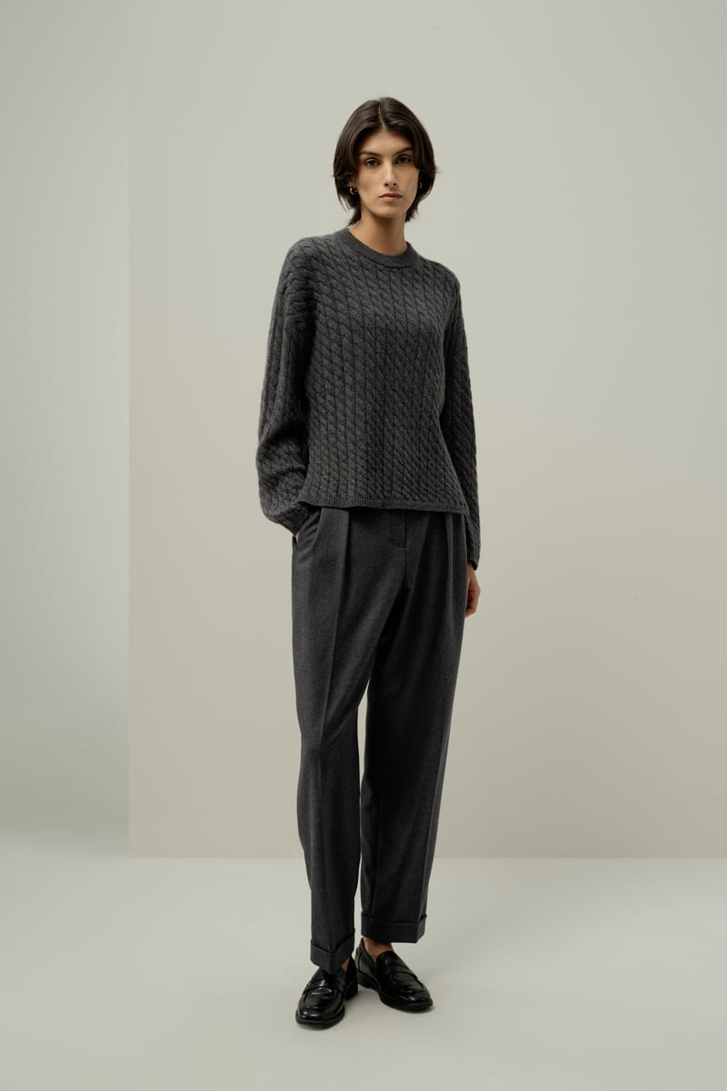 LILYSILK Hochwertige Kaschmir Pullover Damen Rundhals-Kaschmirpullover Mit Zopfmuster DE Asche XS LILYSILK Hochwertige Kaschmir Pullover Damen Rundhals-Kaschmirpullover Mit Zopfmuster DE Asche XS