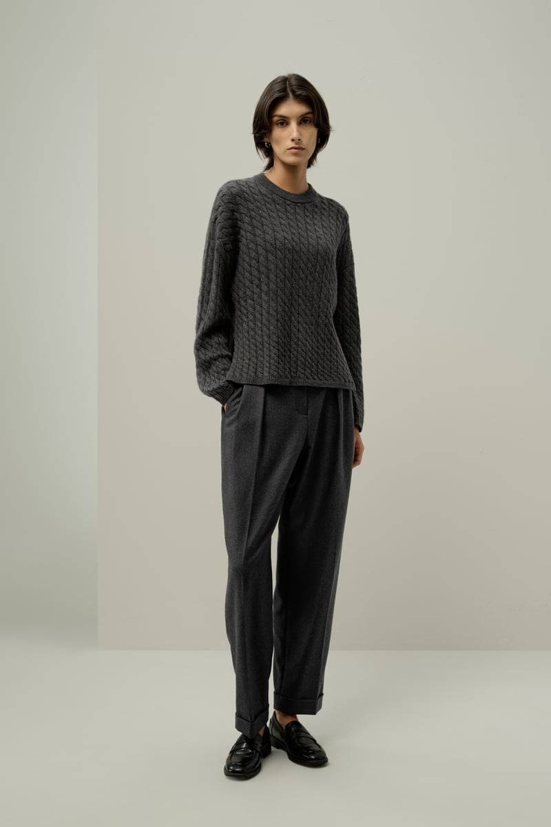 LILYSILK Hochwertige Kaschmir Pullover Damen Rundhals-Kaschmirpullover Mit Zopfmuster DE Asche XS LILYSILK Hochwertige Kaschmir Pullover Damen Rundhals-Kaschmirpullover Mit Zopfmuster DE Asche XS