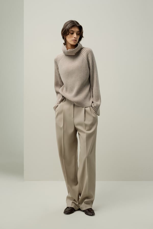 LILYSILK Kaschmirpullover Damen Woll-Kaschmir Rollkragenpullover DE Toast XS