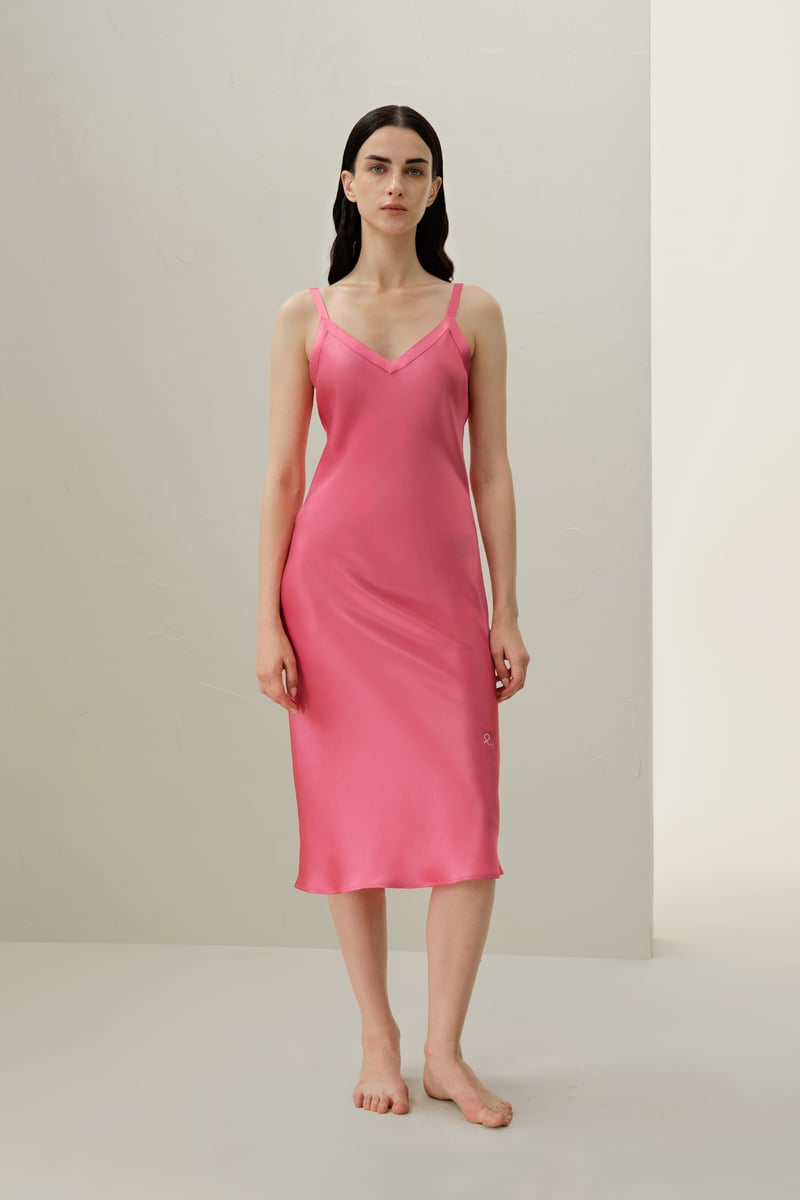 LILYSILK Lilysilk × Nbcf Seiden-Nachthemd – Unterstützen Sie Das Bewusstsein Für Brustkrebs Komfort Und Pflege Für Frauen DE Rubin Rosa XS