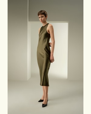 LILYSILK Maxikleid Für Frauen Kiefer DE 32Mm Doppelseitige Satinseide Diagonaler Schnitt Und Drapierung L