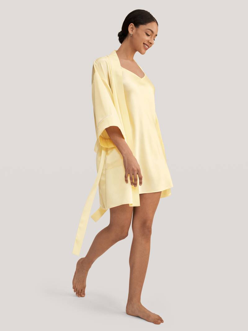 LILYSILK Morgenmantel Seide Damen Gold Reine Seide Gesund Und Nachhaltig Super Weich XS