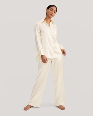 LILYSILK Pyjama Seide Damen Geeignet Für Zwanglose Zusammenkünfte DE Lilienweiß S