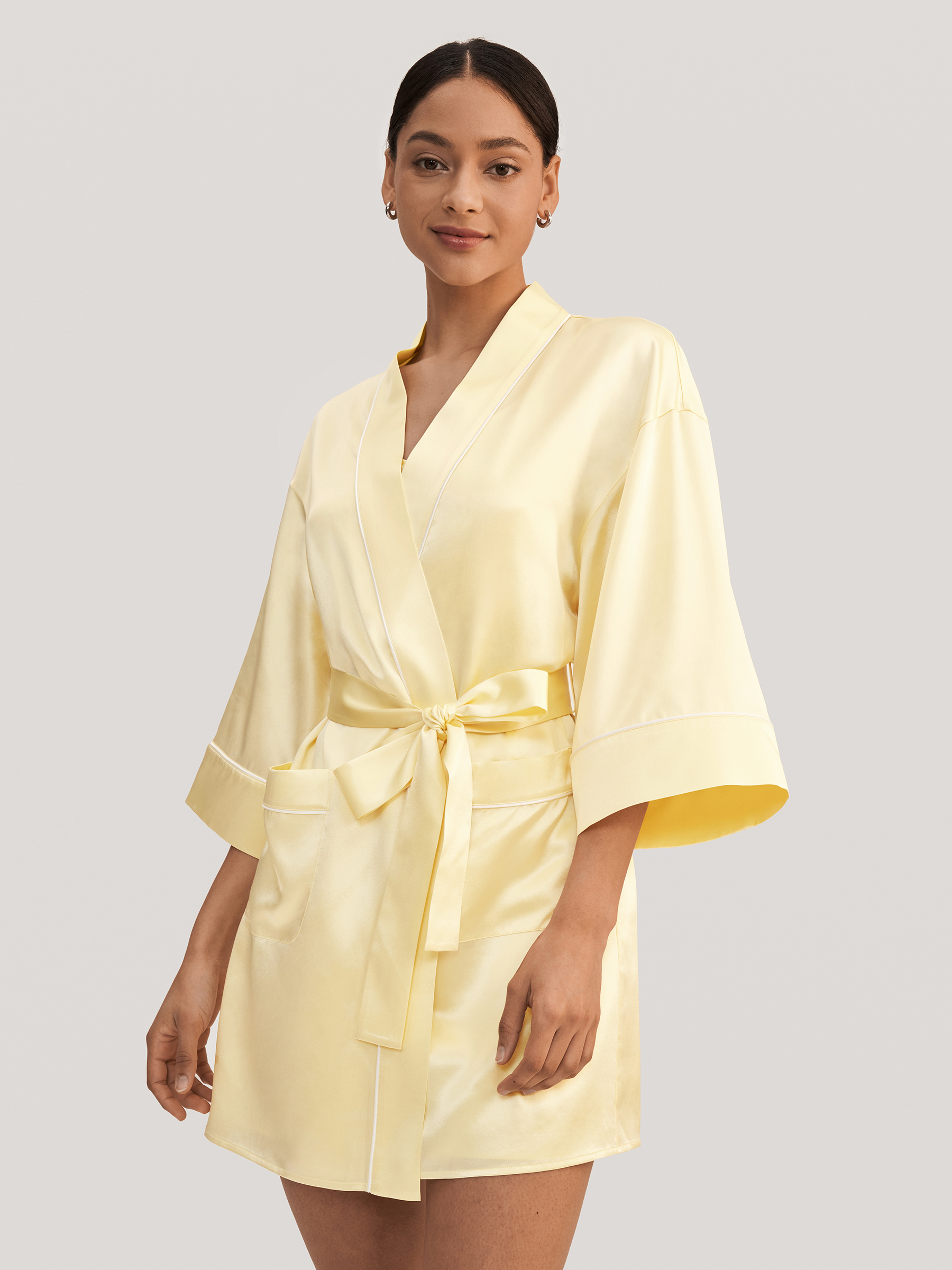 LILYSILK Seide Morgenmantel Damen Gold Deutschland 100% Seide Entspannte Passform Weich Und Gemütlich XL