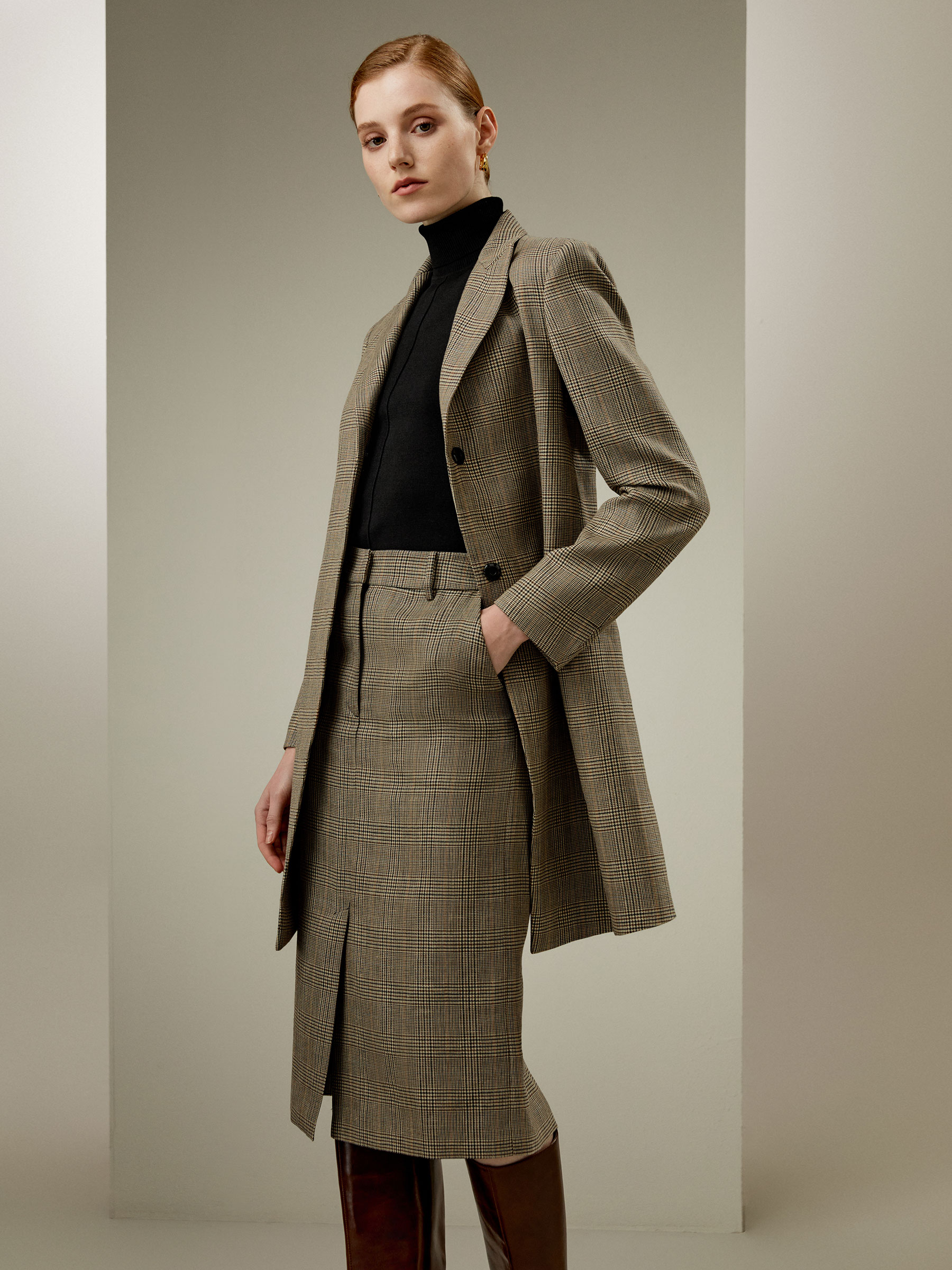 LILYSILK Seide-Wolle Langer Blazer Braungrau Deutschland Seide-Wolle-Mischung Eleganz Und Komfort 30