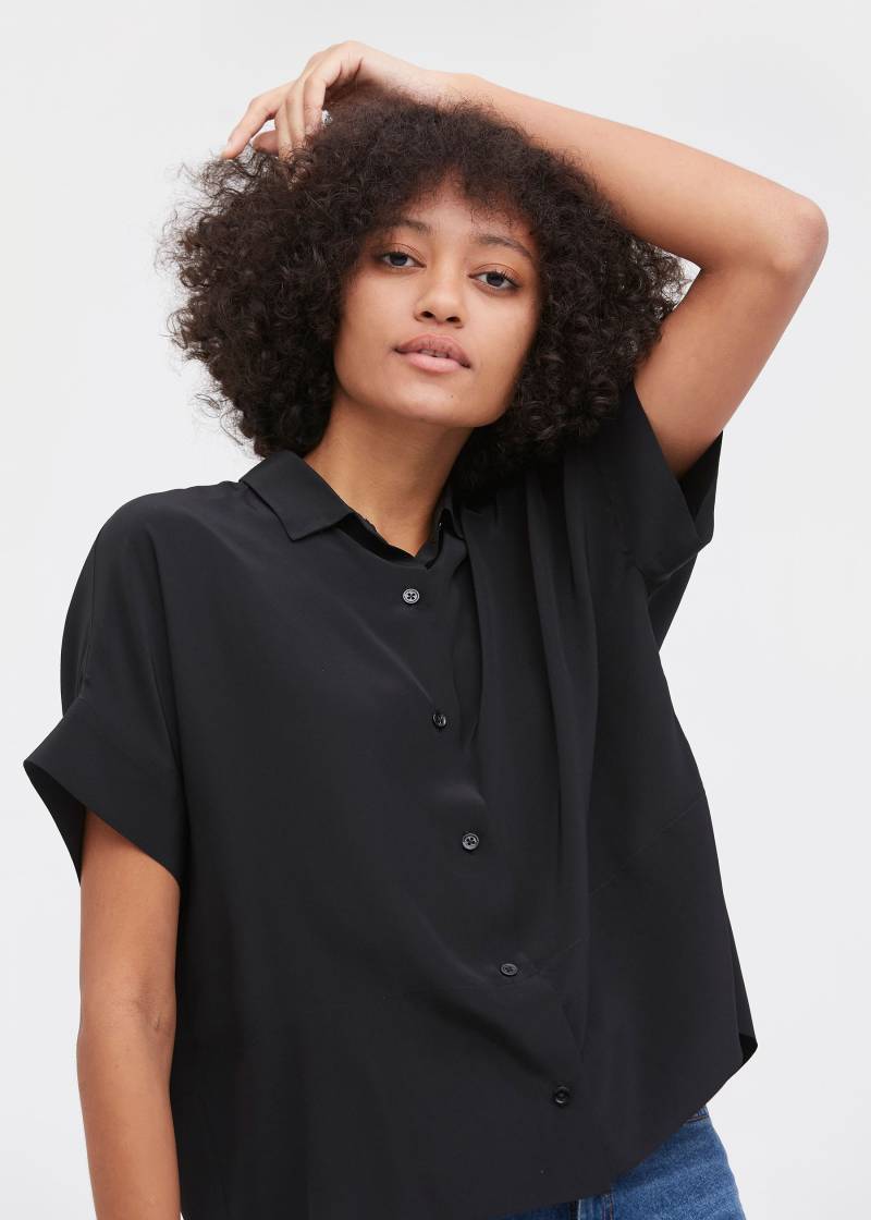 LILYSILK Seiden T Shirts Damen Schwarz Deutschland Charmeuse Seide Mit Hemdkragen Atmungsaktiv Superleicht XS LILYSILK Seiden T Shirts Damen Schwarz Deutschland Charmeuse Seide Mit Hemdkragen Atmungsaktiv Superleicht XS