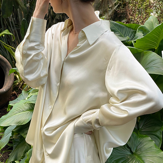 LILYSILK Seidenbluse Damen Weiß Deutschland 100% Seide Klasse 6A Herrenmode-Inspiriert Weich Und Gemütlich L