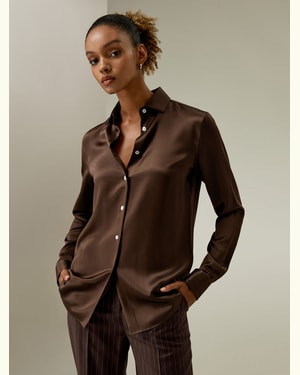 LILYSILK Seidenbluse Für Frauen Schokolade DE Normale Passform Weich Und Glatt Geeignet Für Freizeit Und Arbeit Petite M