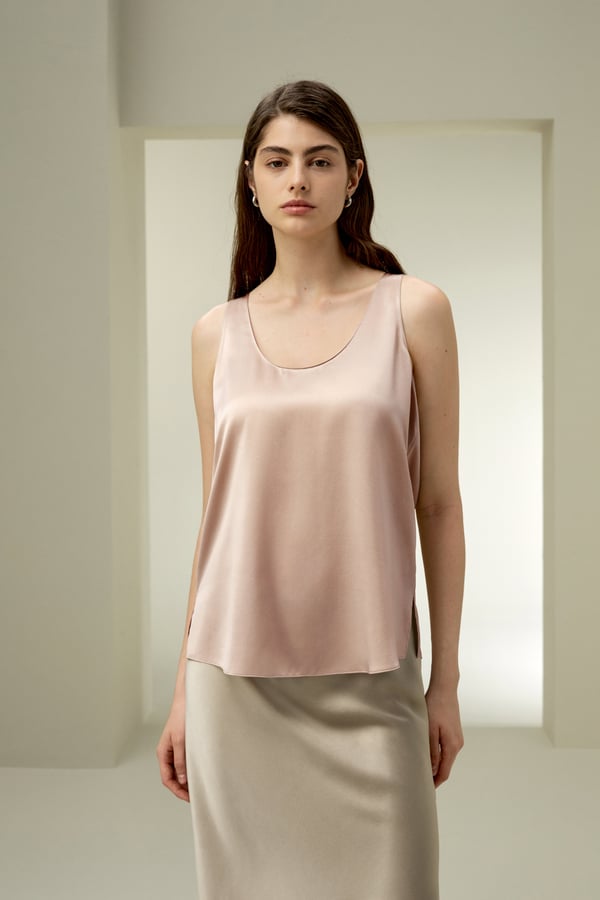 LILYSILK Seidentop Damen U-Ausschnitt Waschbar BH-Träger Fixierung Rosa XS