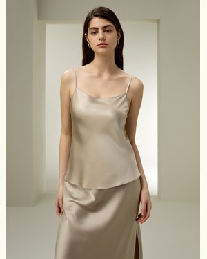 LILYSILK Spaghetti Top Seide Für Damen Leichte Aprikose DE 32Mm Double-Faced Seide Verstellbare Träger XS