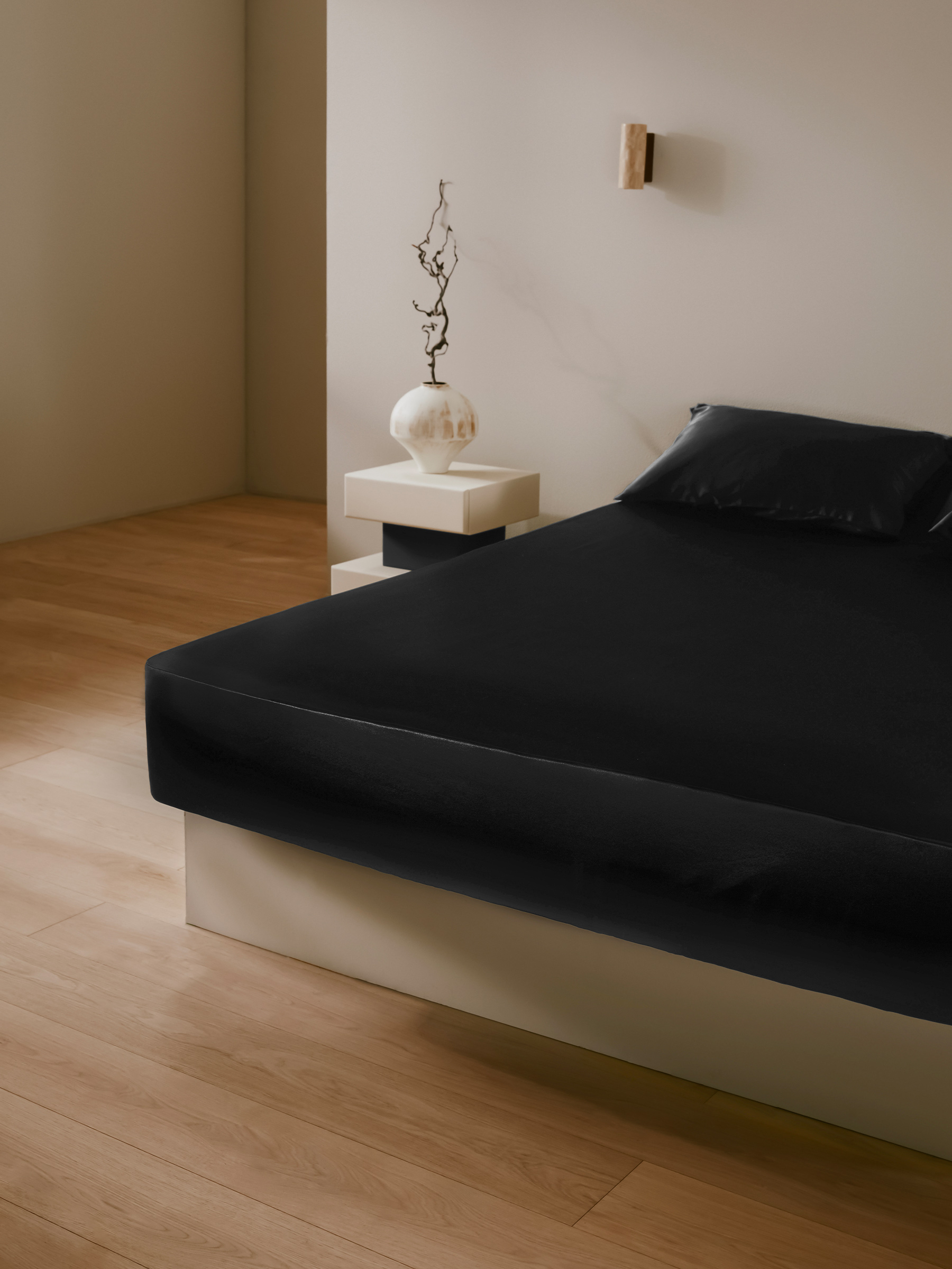 LILYSILK Spannbettlaken Seide 180X200 Schwarz Deutschland 100% Maulbeerseide Gl?nzend Hygroskopisch Spannbettlaken 180x200+30cm