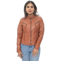 Lässige Slim-Fit-Bikerjacke aus Leder für Damen – Tulsa
