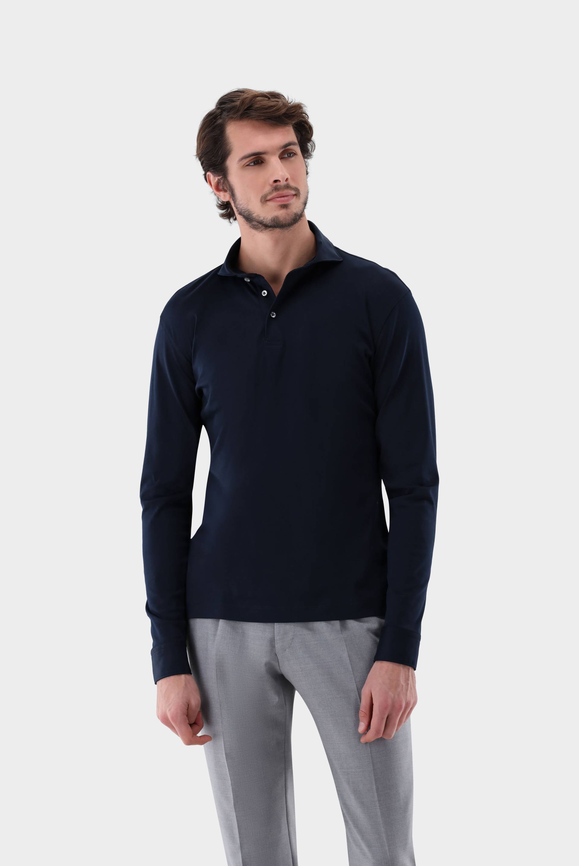 Langarm Jersey Poloshirt von van Laack