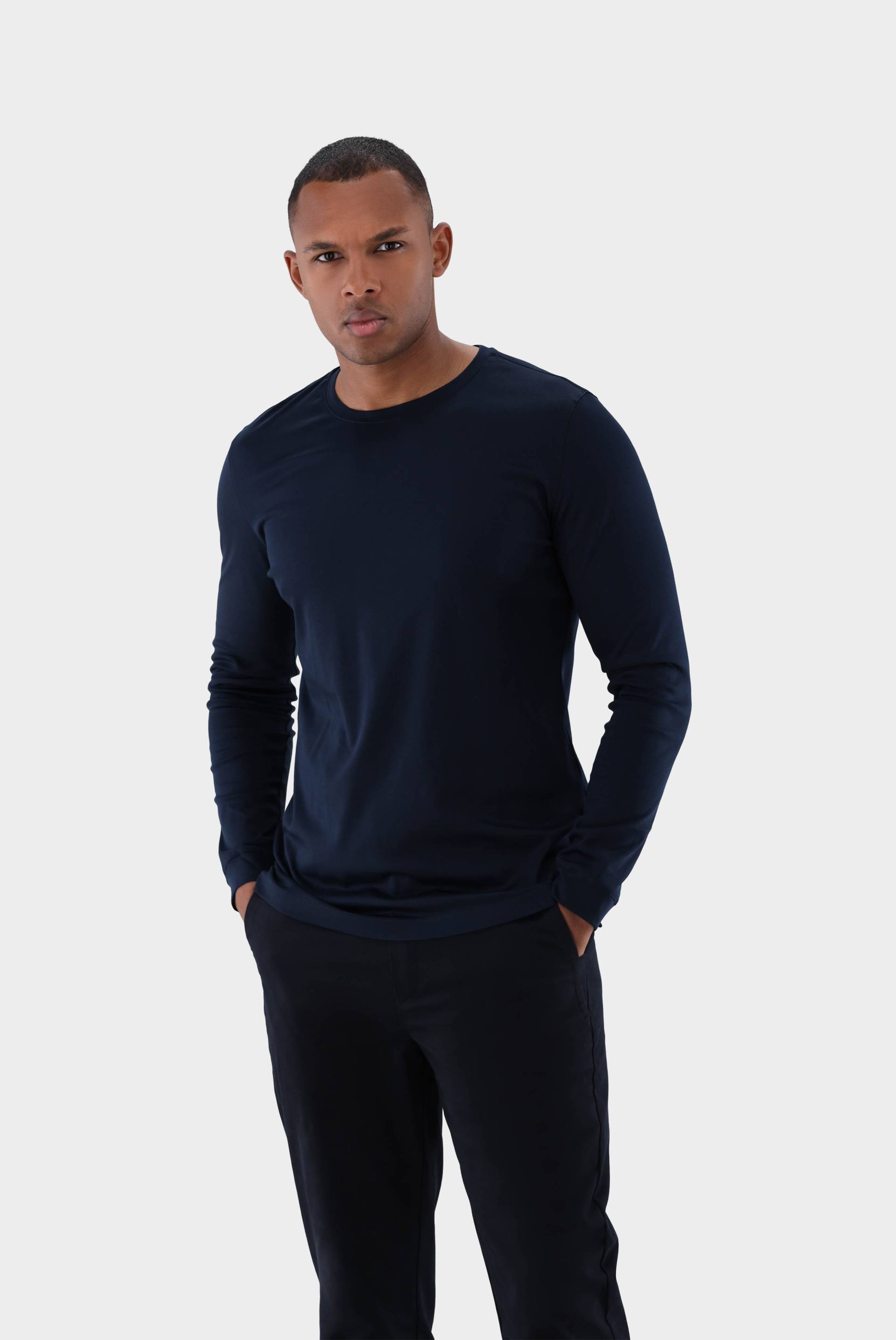 Langarm Jersey T-Shirt mit Rundhals Slim Fit von van Laack
