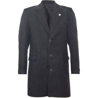 Langer Slim-Fit-Mantel aus anthrazitfarbener Wolle für Herren