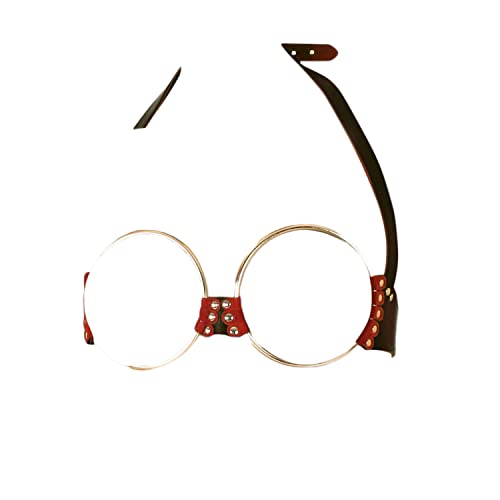 Ledapol - Echt Leder Metall-Ring BH mit Nieten ouvert schwarz-rot - Gr. S