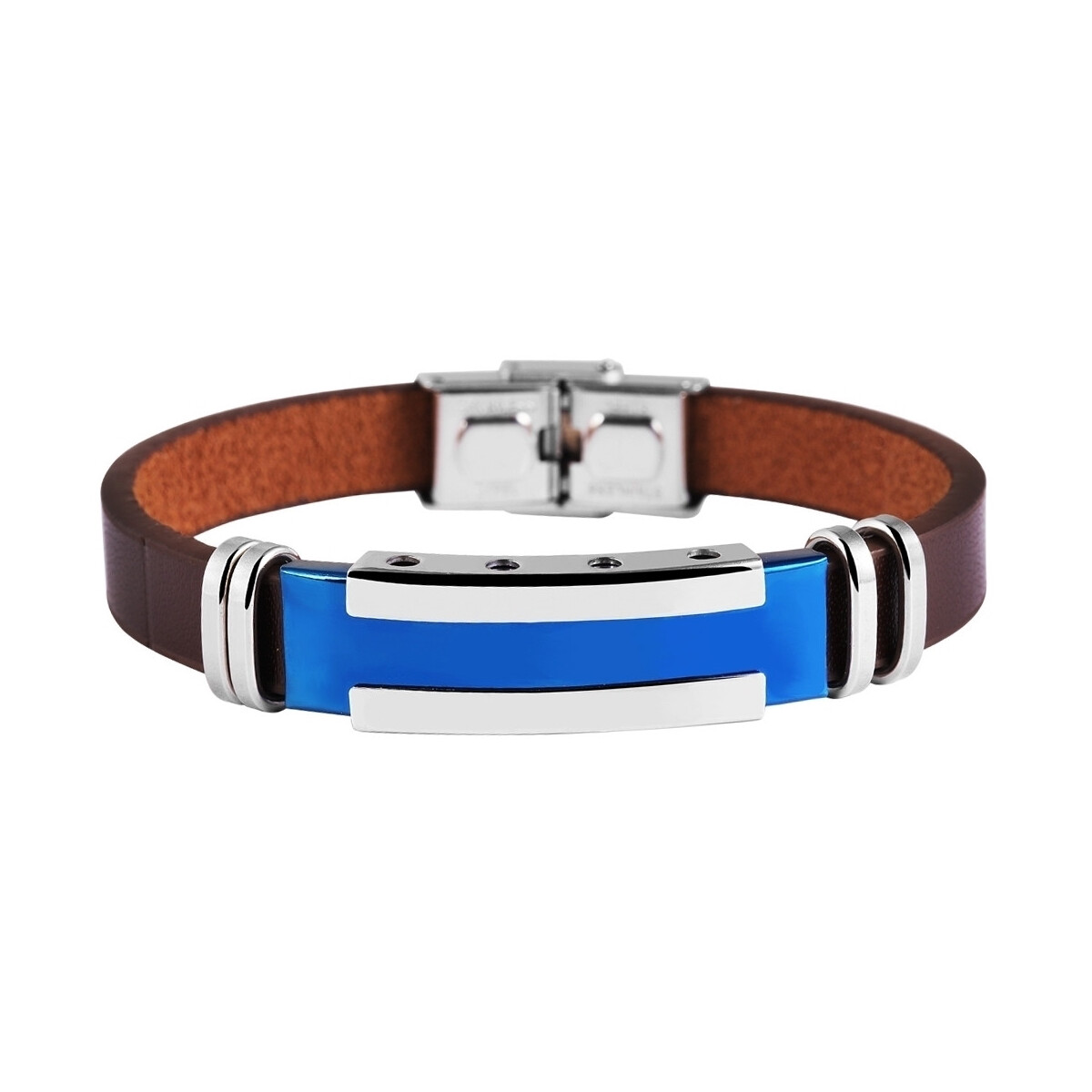 Lederarmband braun mit Edelstahl bicolor Design von Akzent