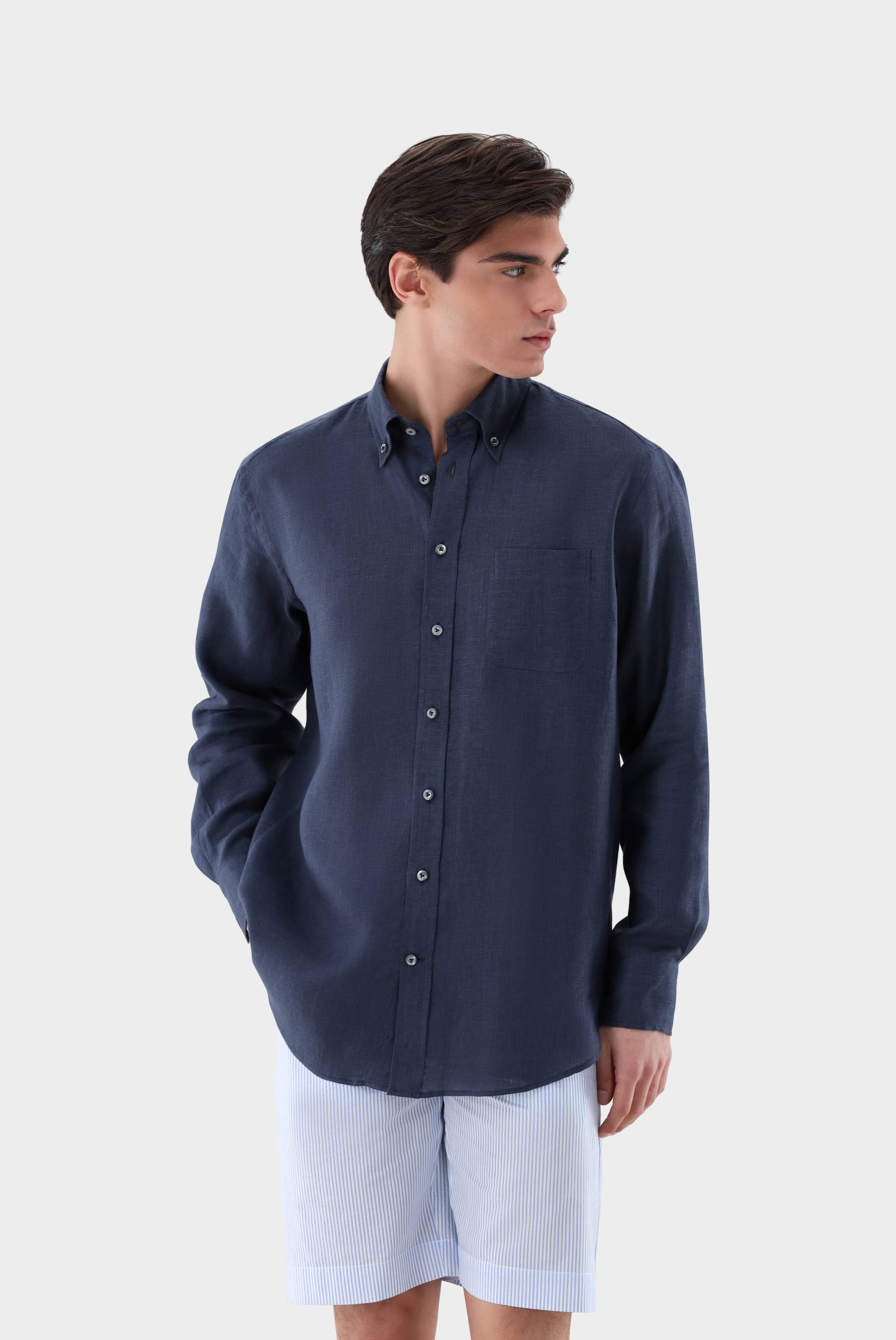 Leinenhemd mit Button-Down-Kragen von van Laack