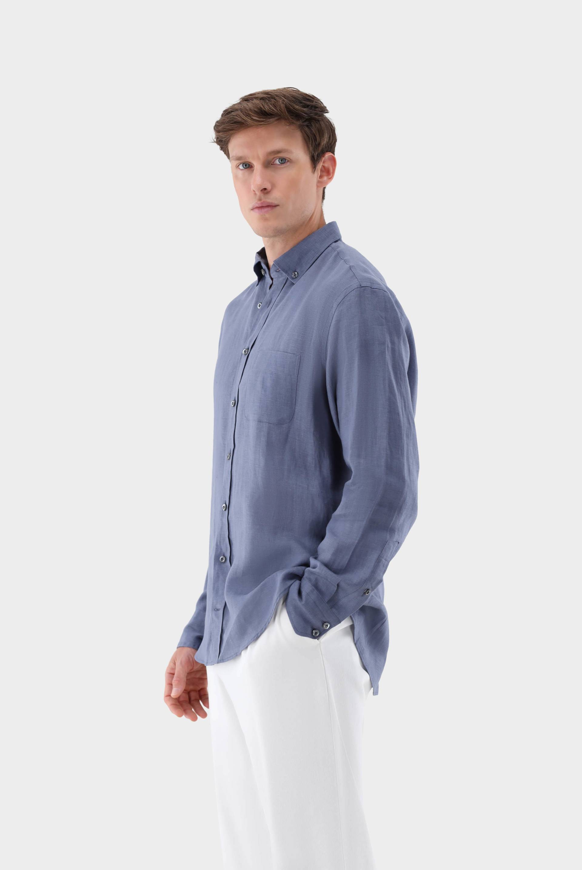 Leinenhemd mit Button-Down Kragen Tailor Fit von van Laack