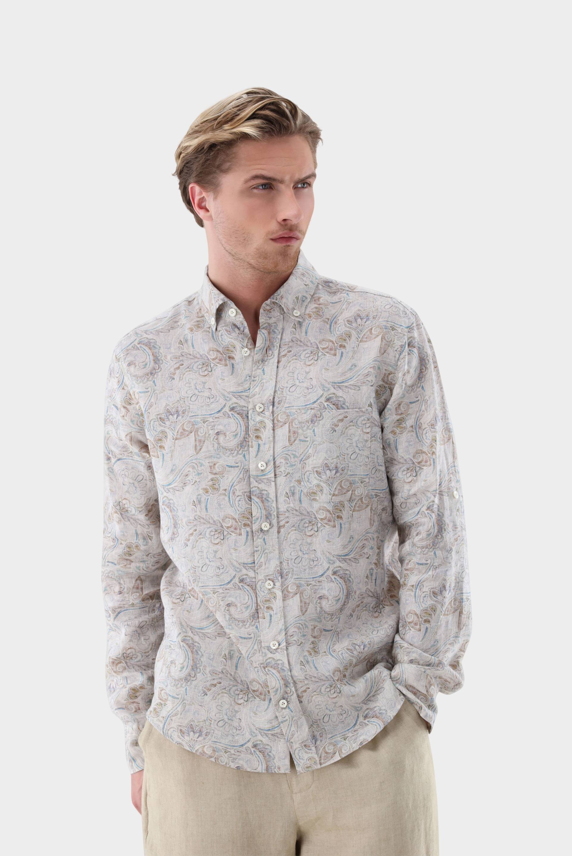 Leinenhemd mit Paisley-Druck Tailor Fit von van Laack