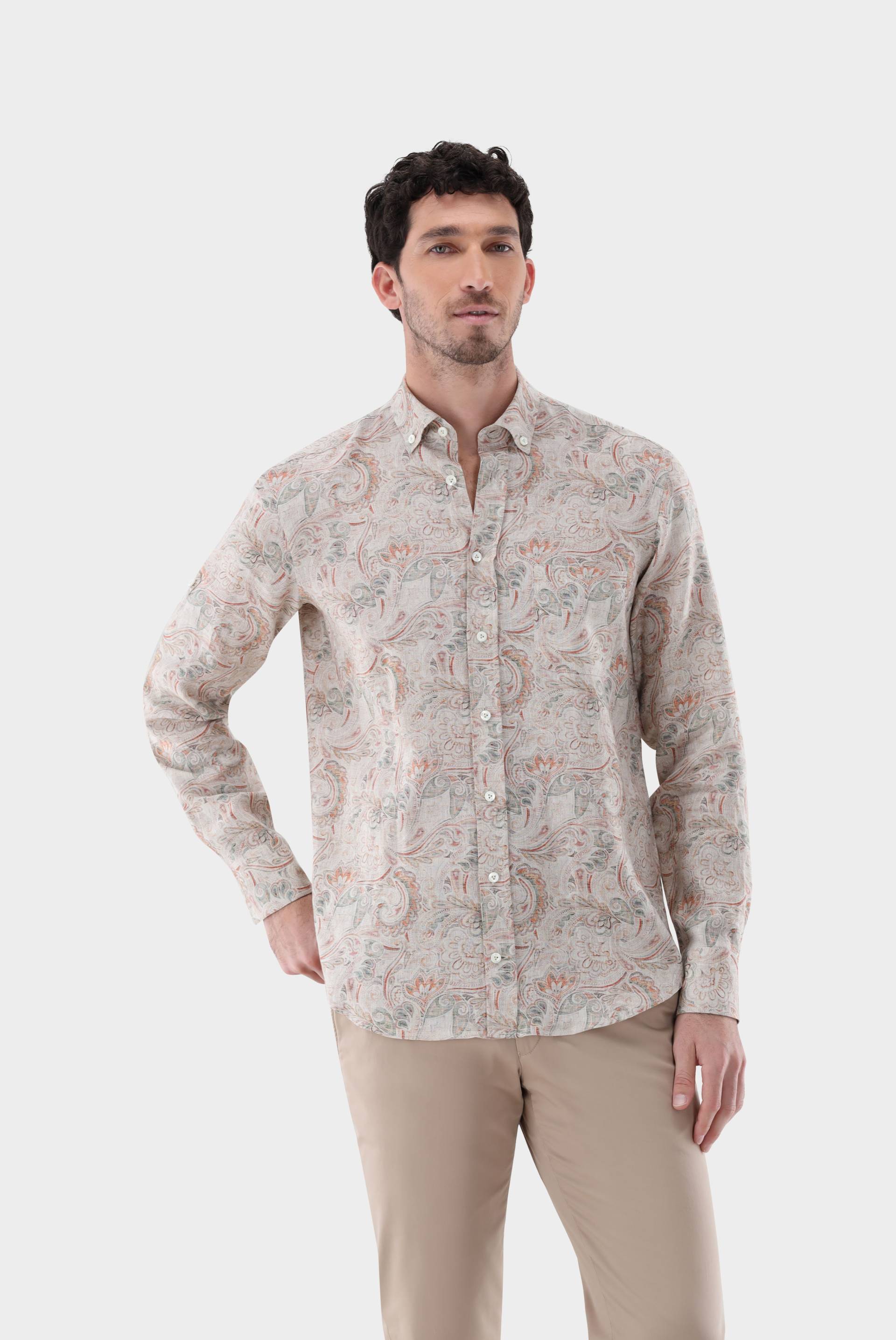 Leinenhemd mit Paisley-Druck Tailor Fit von van Laack