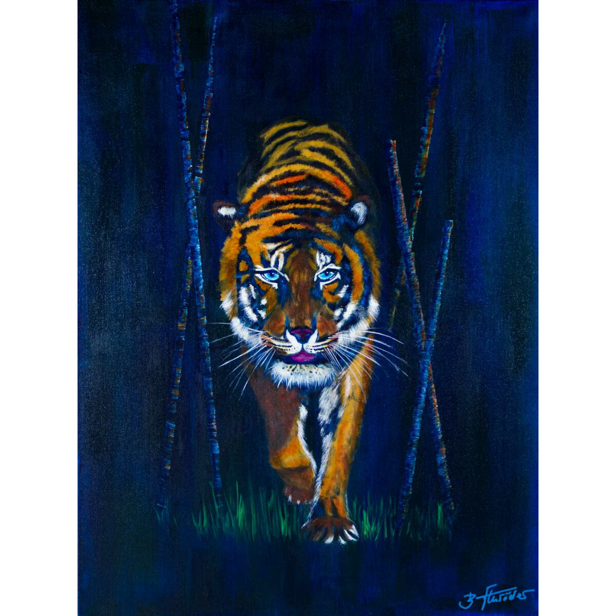 Leinwandbild, Gemälde -Tiger- Leinwand Druck auf Keilrahmen 80x60cm von BMS.ART