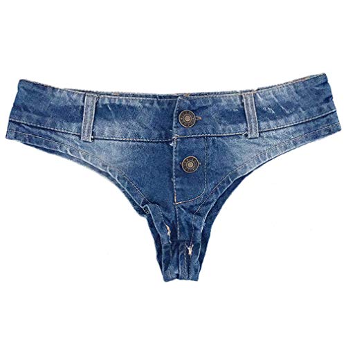 LnLyin Damen Kurz Hose Sommer Feminin Denim Shorts Hot Pants Kurze Nachtclub Jeans Blau XL