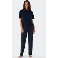 Loungehose lang Jersey Punkte dunkelblau gemustert - Mix+Relax 34 von Schiesser