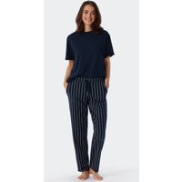 Loungehose lang Jersey Streifen dunkelblau gemustert - Mix+Relax 38 von Schiesser