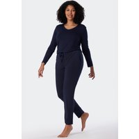 Loungehose lang Modal Bündchen blau - Mix+Relax 34 von Schiesser