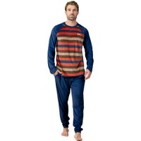 MU3 Herren-Pyjama aus Samt mit Rundhalsausschnitt und langen Ärmeln