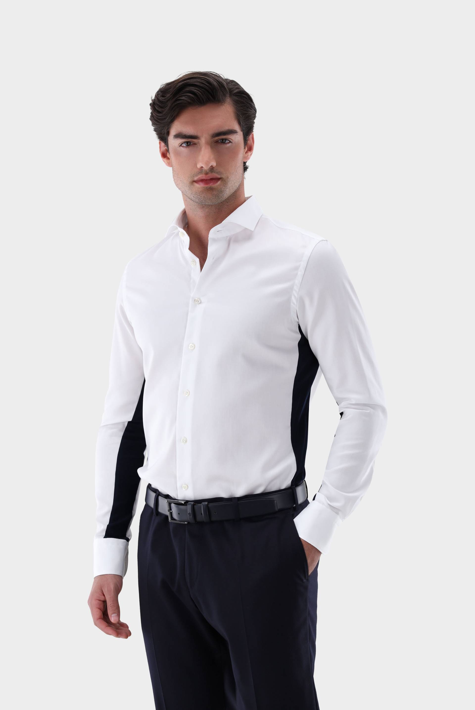 Bügelfreies Hybridshirt mit Jerseyeinsatz Slim Fit von van Laack