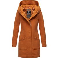 Marikoo Damen Wintermantel mit Kapuze und tailliertem Schnitt