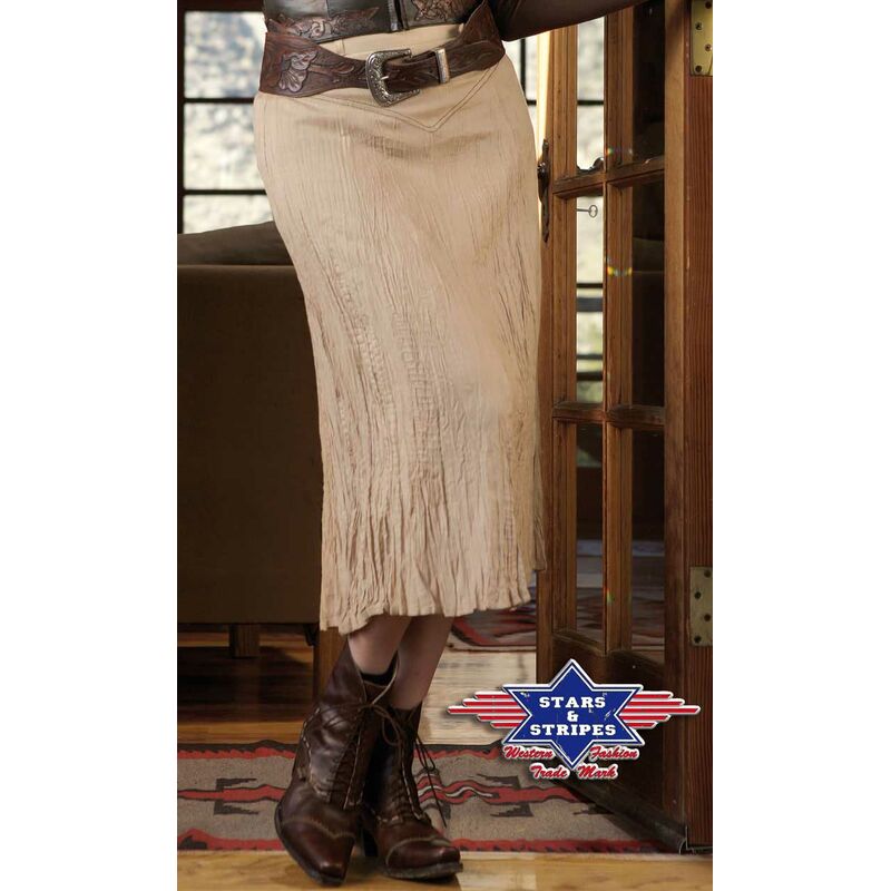 Midi-Rock im Knitterlook Layla" beige, Westernrock" von Stars & Stripes