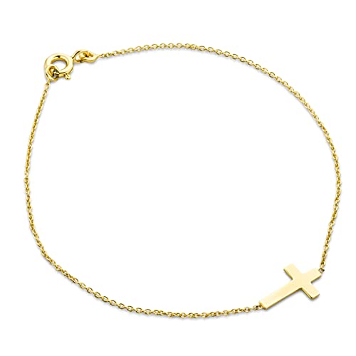 MIORE Schmuck Damen Armband mit Kreuz Armkette aus Gelbgold 9 Karat / 375 Gold von MIORE